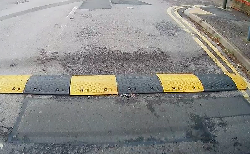 Picture of a speed bump in the UK